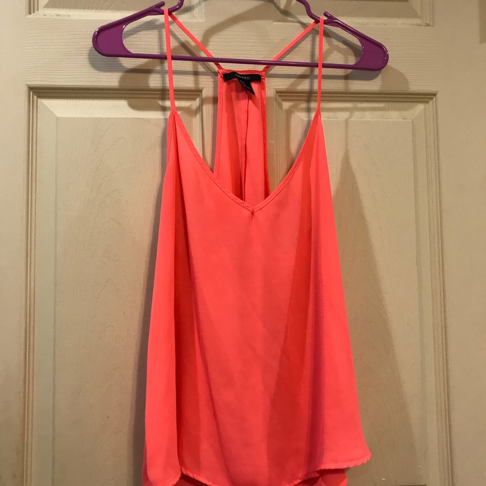 neon pink blouse